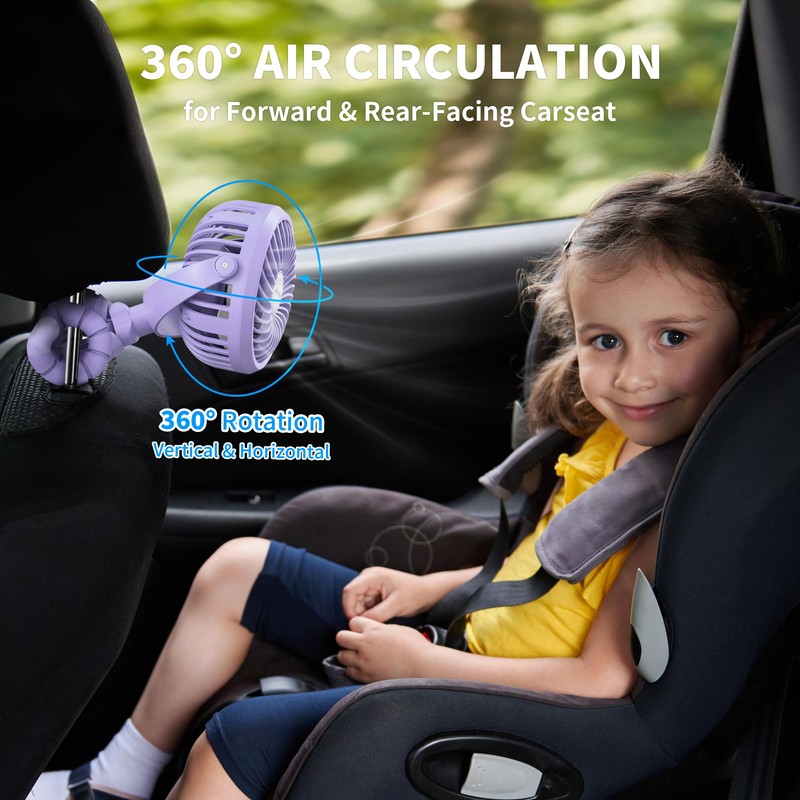 AMACOOL Battery Operated Stroller Fan Flexible Tripod Clip On Fan