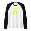 Creative Bold Yellow Letter F - Design Alphabet - Marker Raglan Baseball Tee