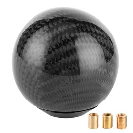 Car Shift Knob with Adapters Universal Black Carbon Fiber Gear Stick Head Automobile Accessory
