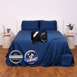 The LAD Collective 3.0 Fitted Sheet - Deep Pocket Bed Cover with EasyGrip™ Loop Straps, Durable Elastic & Temperature Regulating Fabric - Premium Bed Sheets - Atlantic/California King