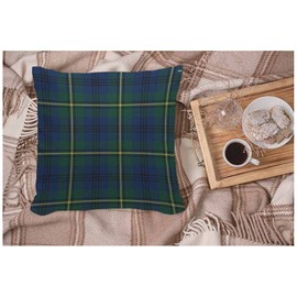 WONDERTIFY Tartan Cushion Cover Yellow Lockerby Johnston Clan Plaid Scottish Decorative Throw Pillow Covers For Couch, Bed Sofa Pillows Case Blue Green 45X45 Cm