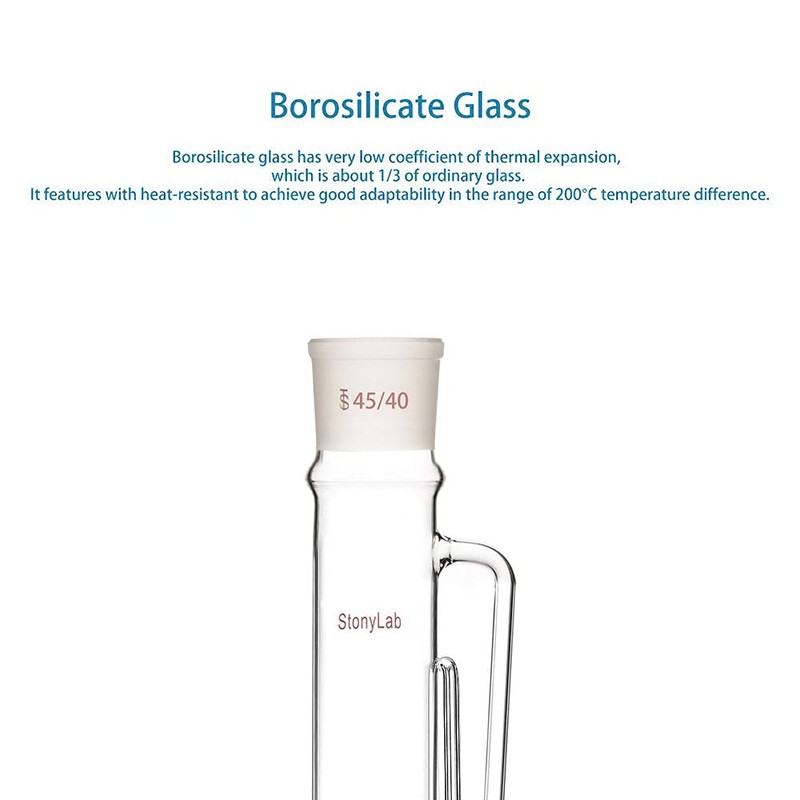 stonylab Borosilicate Glass Soxhlet Extractor,45/40 Top Joint 24/40 Bottom Joint,