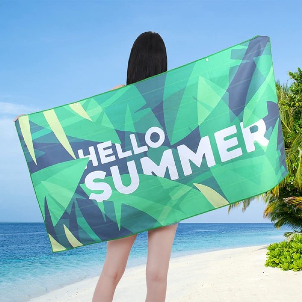 Desikaky Beach Towel, Summer, Beach Blanket, Large Size, Beach Mat, Sandproof, Super Absorbent, Quick Drying, Soft Touch, Bath Towel, Pool, Hotel, Sports, Sea Bathing, Travel Towel, Hot Water, Hot Springs, Buttons, Storage Belt Included, 27.6 x 59.1 inches (70 x 150 cm)
