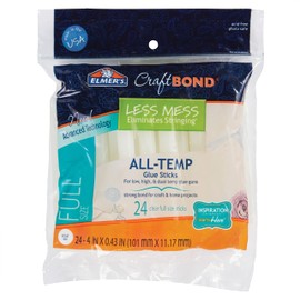 Elmer’s CraftBond Less Mess All-Temp Glue Sticks, 4” x 0.43”, 5 Packs of 24 (120 Glue Sticks)