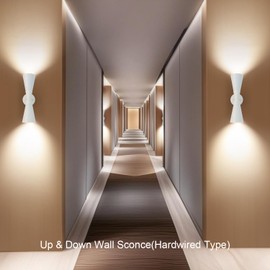 LPRZSG Modern Indoor Wall Sconce Up and Down White Wall Sconce Mid Century Indoor Wall Light Fixture Hardwired Wall Mounted Lamp for Living Room Bathroom Bedroom Hallway 13 Inch