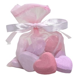 MIJOMA Bubbly Bath Hearts, Pack of 10 Luxury Bath Bombs Set, Relaxing Aroma, Skin Care, Pink/Pink, 12 g per Heart, Textile Bag Included