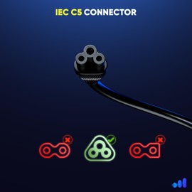 10ft 3-Prong AC Laptop Power Cord with 360° Rotating Plug Universal 125V Power Cable for Dell, HP, Lenovo, Asus, Acer, Sony Laptops, Monitors, Printers, and Scanners NEMA 5-15P to C5 UL Approved