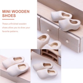 COHEALI Mini Finger Shoes 4pcs Mini Wooden Shoes Miniature Wooden Shoes Blank Wooden Shoes Mini House Decor Miniature Doll Shoes