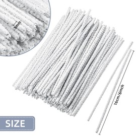 Patelai 150 Pieces 6 Inch Long Soft Pipe Cleaners Long Chenille Stems Twistable Cleaners with Storage Box for Removing Dirty Cleaning Glass Ceramic(White)