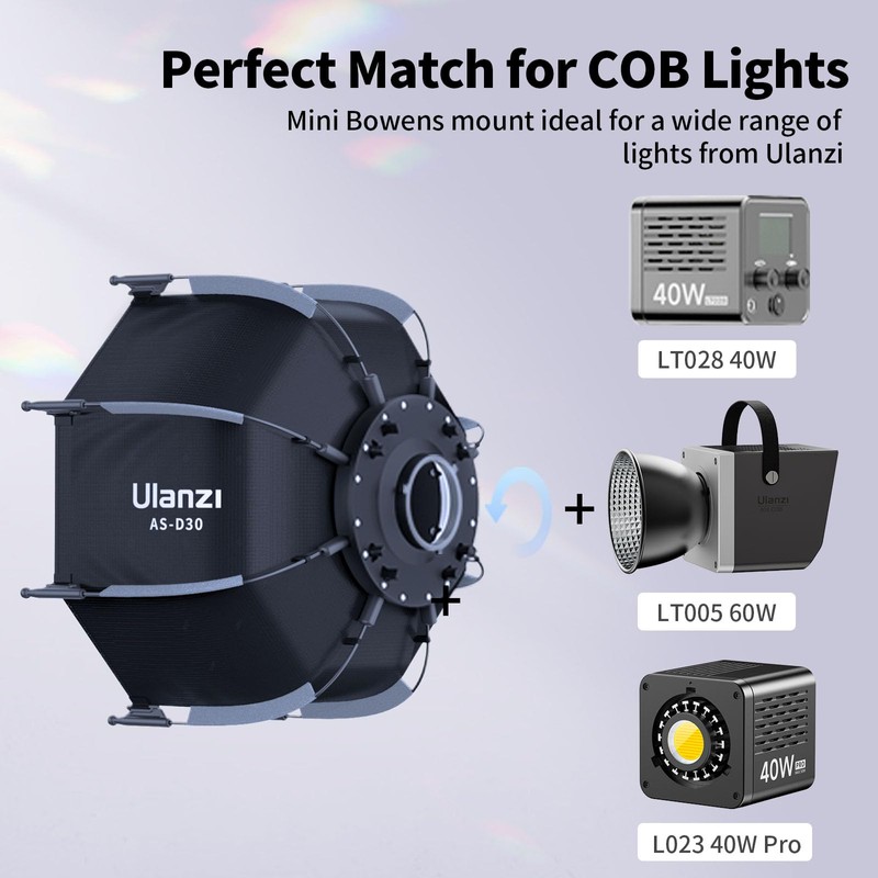 Ulanzi AS-D30 30cm Mini Bowens Mount Octagon Softbox Octagonal Speedlite,