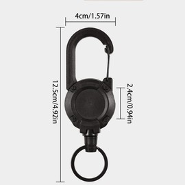 2PCS Retractable Keychain, Heavy Duty Carabiner Badge Holder, Outdoor Automatic Retractable Wire Rope Keychain, With Stainless Steel Spring Coil 60 CM Steel Wire Rope Carabiner Clip
