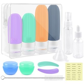 ERKOON Travel Set for Filling 14 Pieces Travel Sizes Products for Shampoo, Lotion, Cream, Ideal for Air Travel, Camping & Business Gifts TSA Approved
