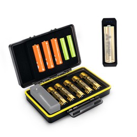 Probador de batería desmontable para pilas AA y AAA, 10 ranuras para batería 8 AA y 2 pilas AAA, resistente al agua y a prueba de golpes, carcasa de policarbonato fácil de transportar