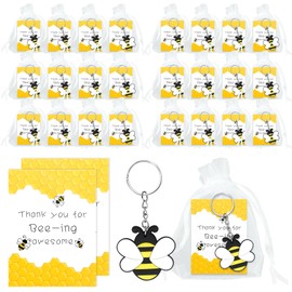GODAYS 24 Sets Thank You Gifts Bee Employee Appreciation Gifts Teacher Gifts Bee Thank You Keychain Set Bulk Gifts for Women Teacher Staff Coworkers Employee Nurses Week Gifts Christmas Gifts
