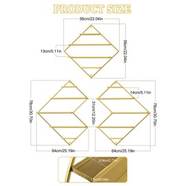 EBANKU Metal Wall Mounted Nail Polish Storage Racks, Gold Display Rack Cosmetic Display Case Lipstick Wall Shelf Essential Oil Organizer for Nail Polish Bottles Spa Nail Salon (Irregular Rhomboid)