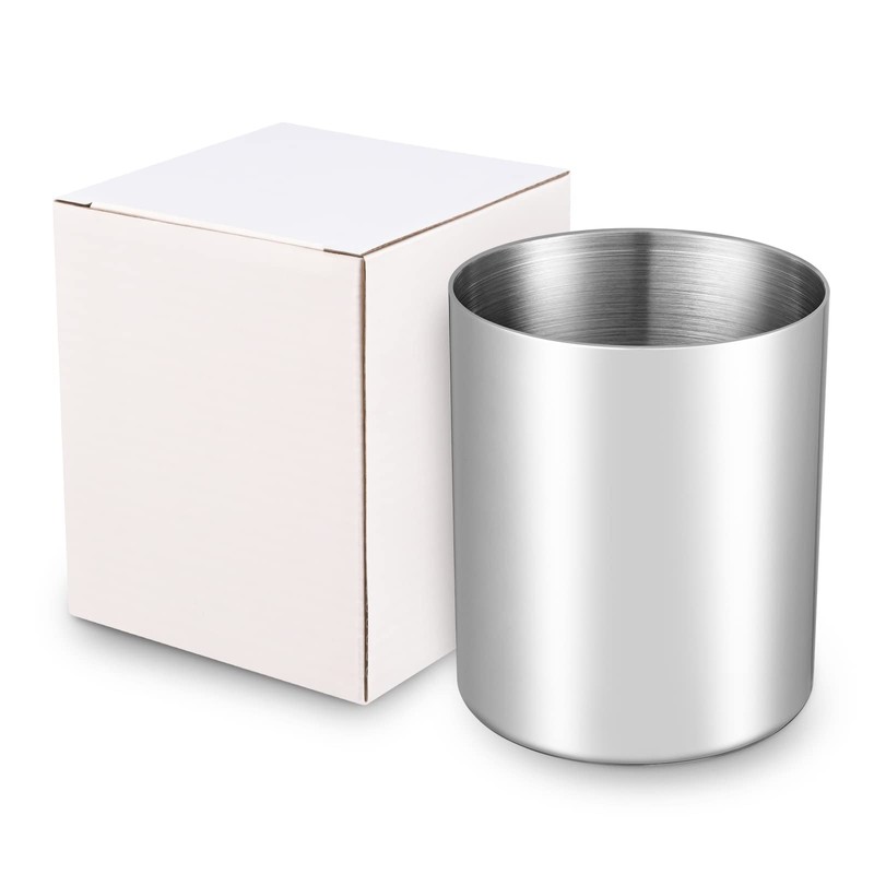 Bidponds Silver Desk Pen Holder, 304 Stainless Steel Pen Holder,