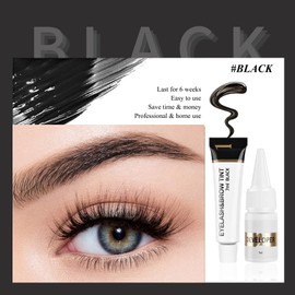 Eyebrow Tint Kit，2-In-1 Eye Brow Tint Kits，Lash Tint Kit，Lasting for 6 Weeks Diy Hair Dying for Salon（7ml Black）