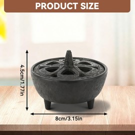 Lotus Flower Incense Burner, Vintage Cast Iron Wax Melter, Mini Incense Burner for Sticks, Cones, Wax Melts, Charcoal and Resin, Traditional Oriental Zen Home Decor