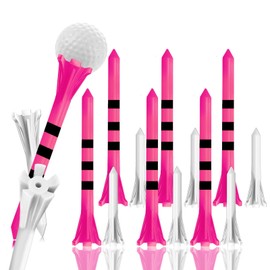 Golf Tees Plastic Driver 70mm 83mm with Five Claws Prong Value 50/100 Count, Golf Tees 2 3/4 3 1/4 Inch Durable Stable Reduces Friction for Men Women (Pink+Short Beige, 100 Count-2 3/4''+1 1/2'')