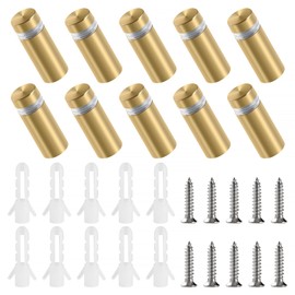 YIXISI 10 Pieces 12 x 30 mm Stainless Steel Advertising Screw, Glass Spacer, Wall Glass Standoff Holder, with Screws, for Sign Displays, Gold