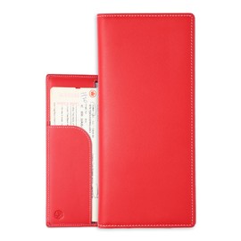 Luxury RFID Blocking Leather Wallet for Men with Smart Tracking Holder – Premium Cowhide Travel Wallet for Passport, Boarding Pass, Cards, and Cash Organizer (Red)