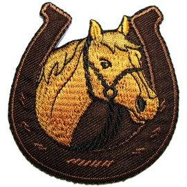 Graphic Dust Horse Equestrian Horseshoe Embroidered Iron on Patch