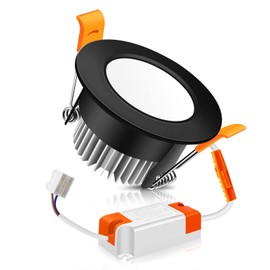 2 Inch LED Recessed Lighting Dimmable Downlight, 3W(35W Equivalent), 3000K Warm White, Black LED Recessed Light with LED Driver (1 Pack)