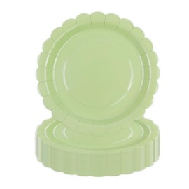 DHAIQC Pack of 50 Paper Plates, Green, 23 cm, Wavy Party Plates, Paper Plates, Birthday Plates, Disposable Plates Set for Birthday, Weddings, Anniversaries (Green, 23 cm)
