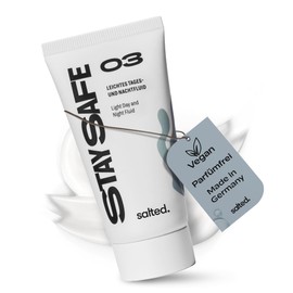 salted. salted. Leichtes Tages- und Nachtfluid | 50 ml | Spendet Feuchtigkeit ohne zu fetten | Mit Vitamin E und Jojoba?l | Pflegende Gesichtscreme | F1r ?lige und Mischhaut | Vegan | Parf1mfrei | Pure
