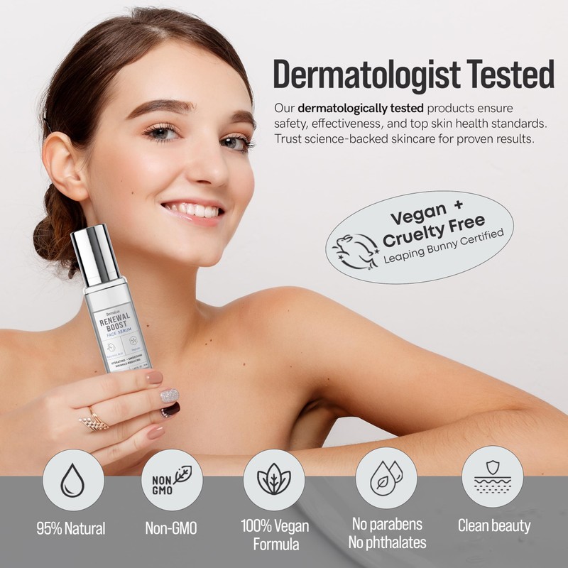 DermaLux Hyaluronic Acid & Peptides Face Serum - Dermatologist Tested,