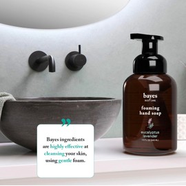 Bayes Foaming Hand Soap - Aromatic and Nourishing Hand Wash, Infused with Essential Oils - USDA Certified Biobased - 11.5 Ounce, Rosemary Mint