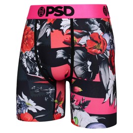 PSD Underwear Mens Boxer Briefs - Floral High 3 Pack, 7 Inch Inseam, Moisture-Wicking, 4-Way Stretch, Boxer Briefs for Men Pack