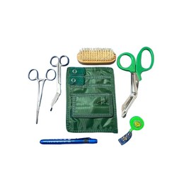 EMT/Paramedic/Nurse Kit by Lane Instrument, Contains: Lister Bandage Scissors (5 1/2"), Shears (7 1/4"), Hemostat Clamp, Penlight, ID Clip, and Nail Brush - Multiple Colors Available (Green)