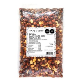 CAZEL® Botana Oaxaqueña Cacahuates Chile Ajo y Chapulines 1kg