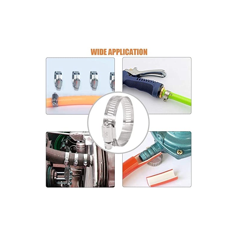 Hose Clamp, Adjustable Stainless Steel Worm Gear Hose Clamp, Fuel