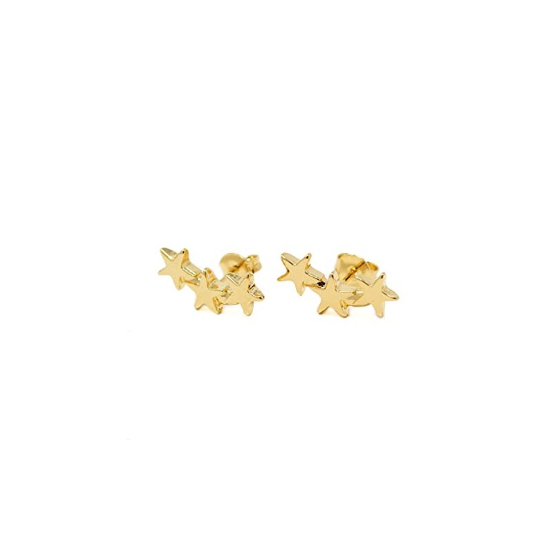 Aretes de Triple Estrella en Chapa de Oro de 22K