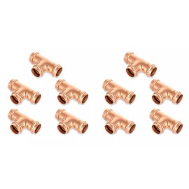 EZ-FLUID 3/4" Copper Press Tee Fitting,No Lead ProPress Copper Pressure Press 3 Way (10)