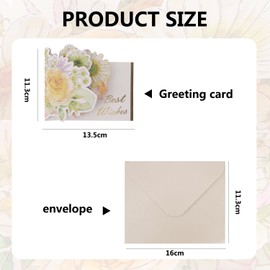 MOTIBACK Watercolor Flowers Greeting Card with Envelope ，Decoration Accessories Cards Assortment Best Wishes for Man Woman Birthday Thank You Congratulations Card（Yellow）
