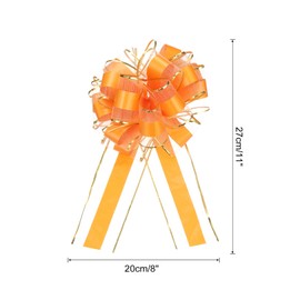 MECCANIXITY 5pcs 8 Inch Large Big Pull Bow with Gold Edge, Organza Car Gift Wrapping Bow Ribbon for Wedding Car Baskets Presents Christmas Bow, Light Orange