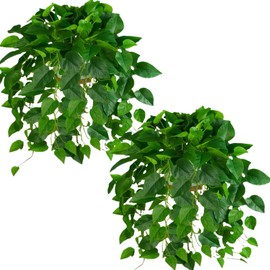 QIANYUN Fake Hanging Plant-Silk Plants for Home Decor Indoor-40Inch Pothos Faux Hanging Plants for Coffee Table, Living Room, Bedroom, Bathroom & Office Desk Decor