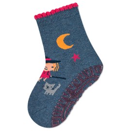 Sterntaler Baby Girl Tile Socks Baby Glitter Speedster Air Witch Stockings Mottled - Tiles Non-Slip Socks Baby with Full Plush, Ink Blue Mottled