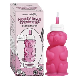 Legendairy Milk Honeybear Straw Cup Silicone for Babies (Pink), 8 oz. Dishwasher Safe Baby Trainer Cup, Food Grade Silicone, Ages 4+ Months