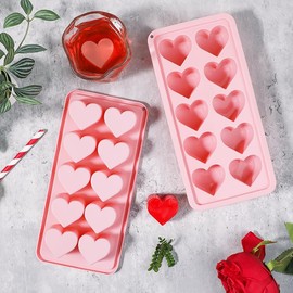 GERRIT 2 Valentine Day Heart-Shaped Ice Cube Mold Silicone Ice Making Mold Ice Cube Film Easy to Demould 10 Even Love Ice Cube Kitchen Supplies