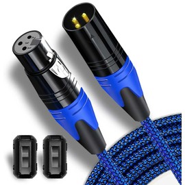 Flying Leaves Professional 6FT XLR Male to Female Microphone Cable, Dual Shielded Studio Mic Cord - Oxygen-Free Copper for Podcasting/Live Streams/Stage, Blue Nylon Braided