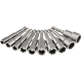 ChiliTec Socket Spanner Bit Set 10 Pieces with Magnetic Holder I 10 Sizes 6, 7, 8, 9, 10, 11, 12, 13, 14, 15 mm I Strong Hold I Hex Bit I Chrome Vanadium