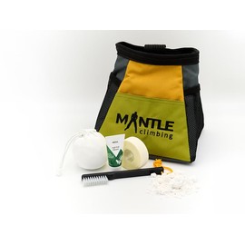 MANTLE climbing equipment Forrest Boulderbag Set Yellow/Green with Chalk Ball, Tape, Hand Cream & Boulderbrush