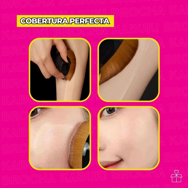 Brocha Kabuki Plana Base Corrector Polvo Acabado Uniforme