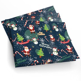 4 x Large Wrapping Paper Sheets - Funny Merry Christmas Pattern Santa Snowman Candy Cane Snowflakes Kids Unisex Boys Girls Secret Santa Son Daughter Gift Wrap #170290