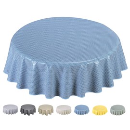 Home Direct Oilcloth Tablecloth Washable Round 140 cm (Blue Grey)