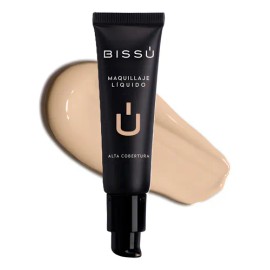 Maquillaje Liquido Alta Cobertura Bissú Tonos 08 Leche De Avena